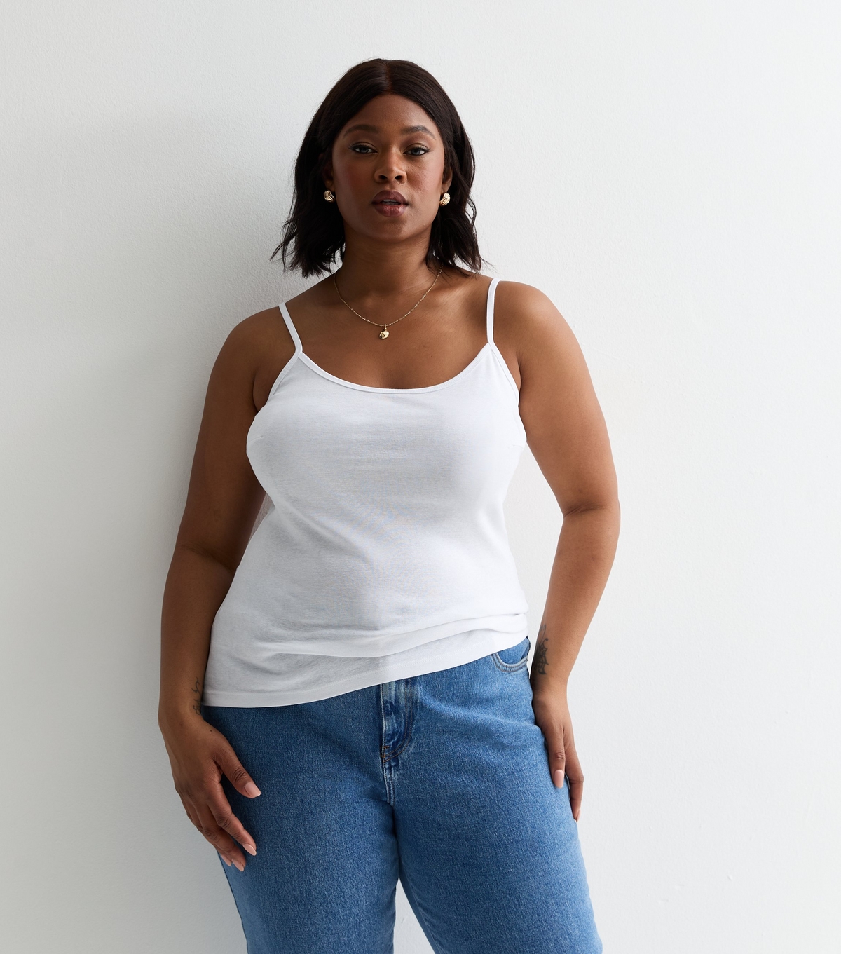 Women's Plus Size White Scoop Neck Vest Curves New Look