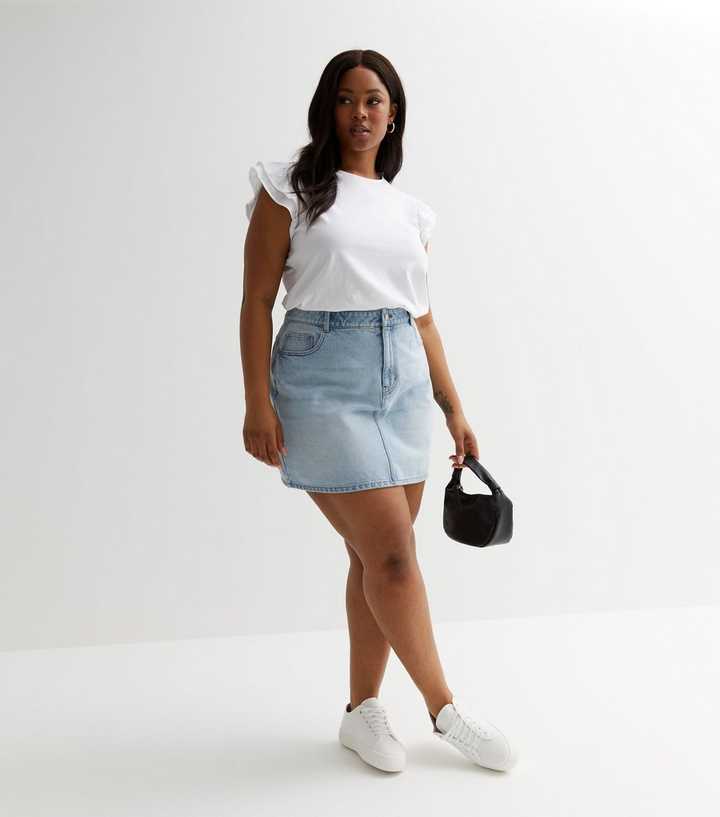 white t shirt frill sleeve