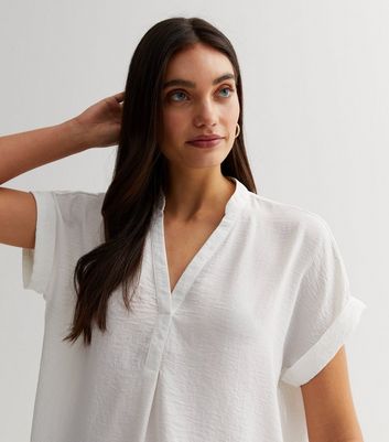 White Roll Sleeve Overhead Shirt