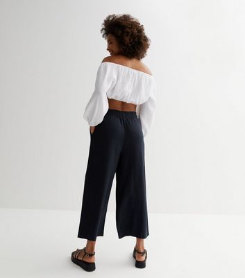 Monsoon Layla Linen Cropped Trousers Navy at John Lewis  Partners