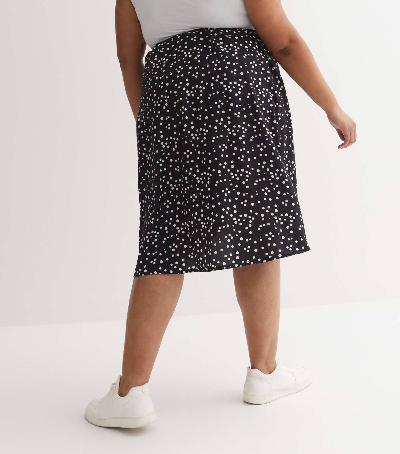 Black Spot Crepe Midi Wrap Skirt Image 5
