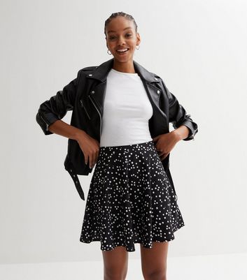Black Spot High Waist Mini Flippy Skirt New Look