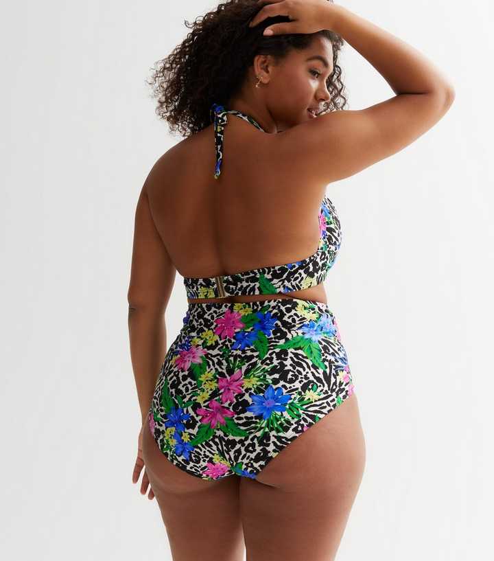 Curves Multicoloured Tropical Longline Bikini Top