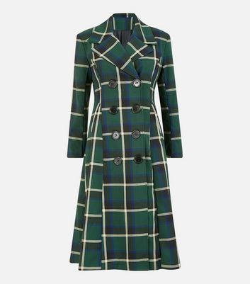 New look green check coat hotsell