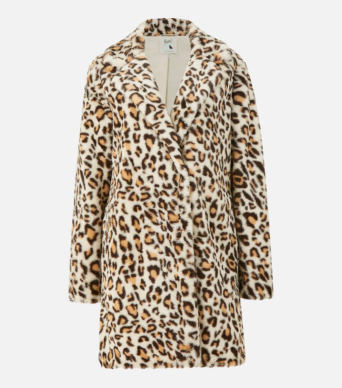 Yumi Cream Leopard Faux Fur Coat Image 5