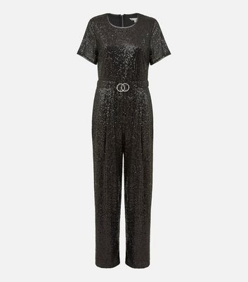 Black sequin hotsell jumpsuit shorts