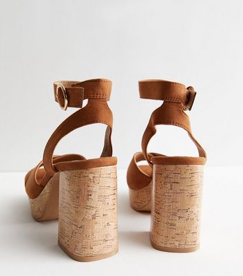 Women's Black Manmade Brenee 6-inch Cork Wedge Sandals with Bold Ankle  Buckle