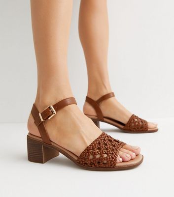 Brown sandals clearance with small heel