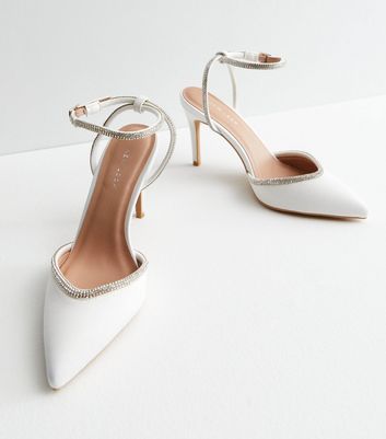 White satin hot sale pumps