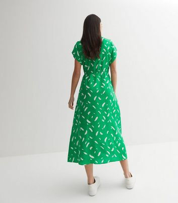 Green spot drawstring hotsell waist midi shirt dress