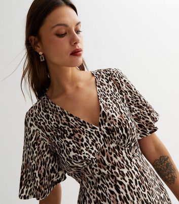 V neck 2025 leopard print dress