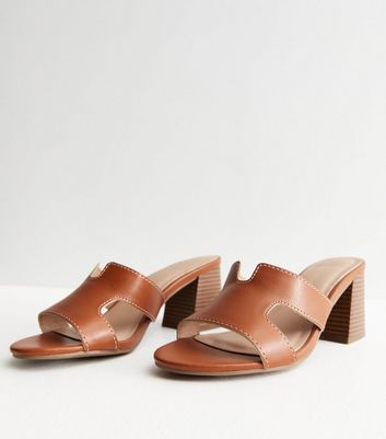 Tan block best sale heel mules