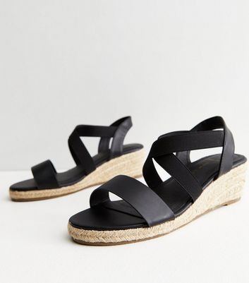 Womens black sales low wedge sandals