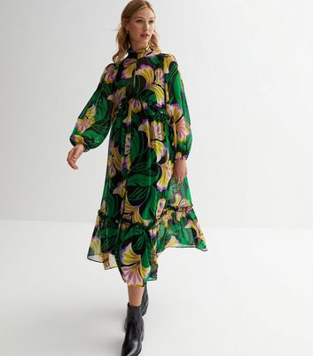 Long green clearance floral dress