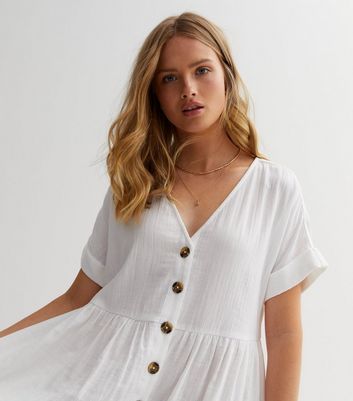 Button smock outlet dress