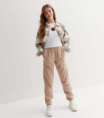 Girls Camel Jersey Cuffed Joggers New Look