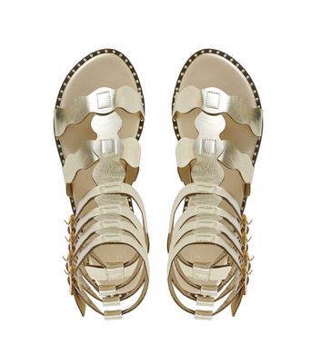 Buy Golden Gladiators Sandals - Flats for Women 7683543 | Myntra