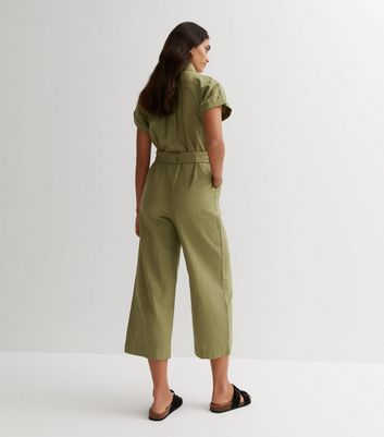 Khaki green hot sale jumpsuit new look