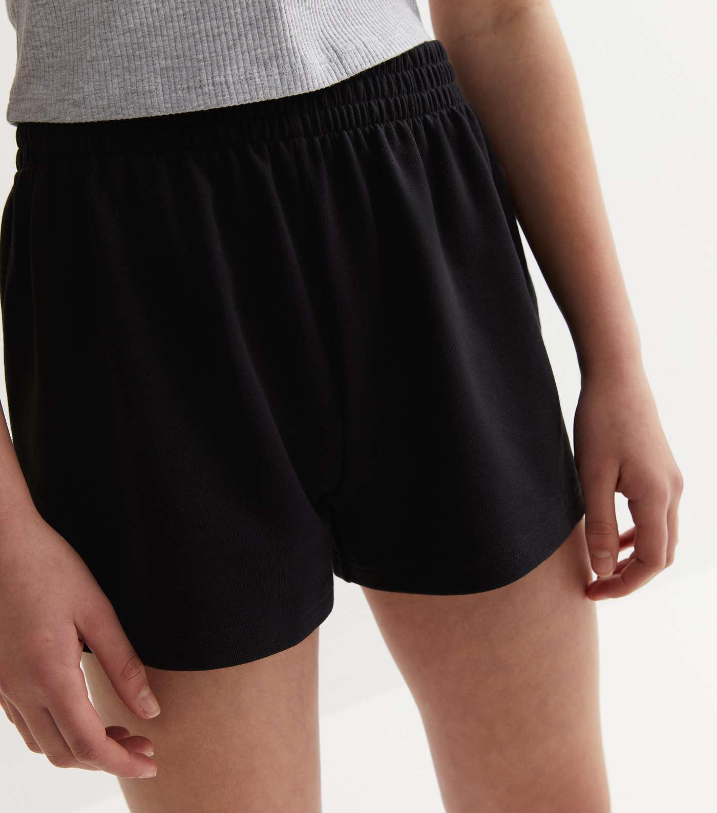 Girls Black Jogger Shorts Image 3