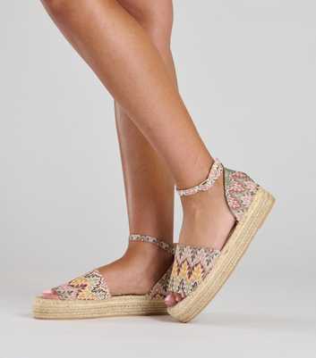 South Beach Stone Crochet Flatform Espadrille Sandals