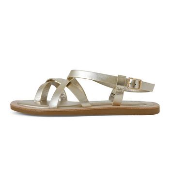 New Look barely there strappy heeled sandal in gold | ASOS