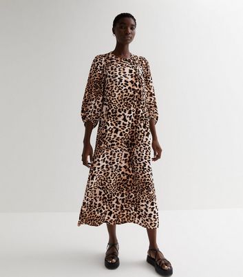 Zara leopard sale print midi dress