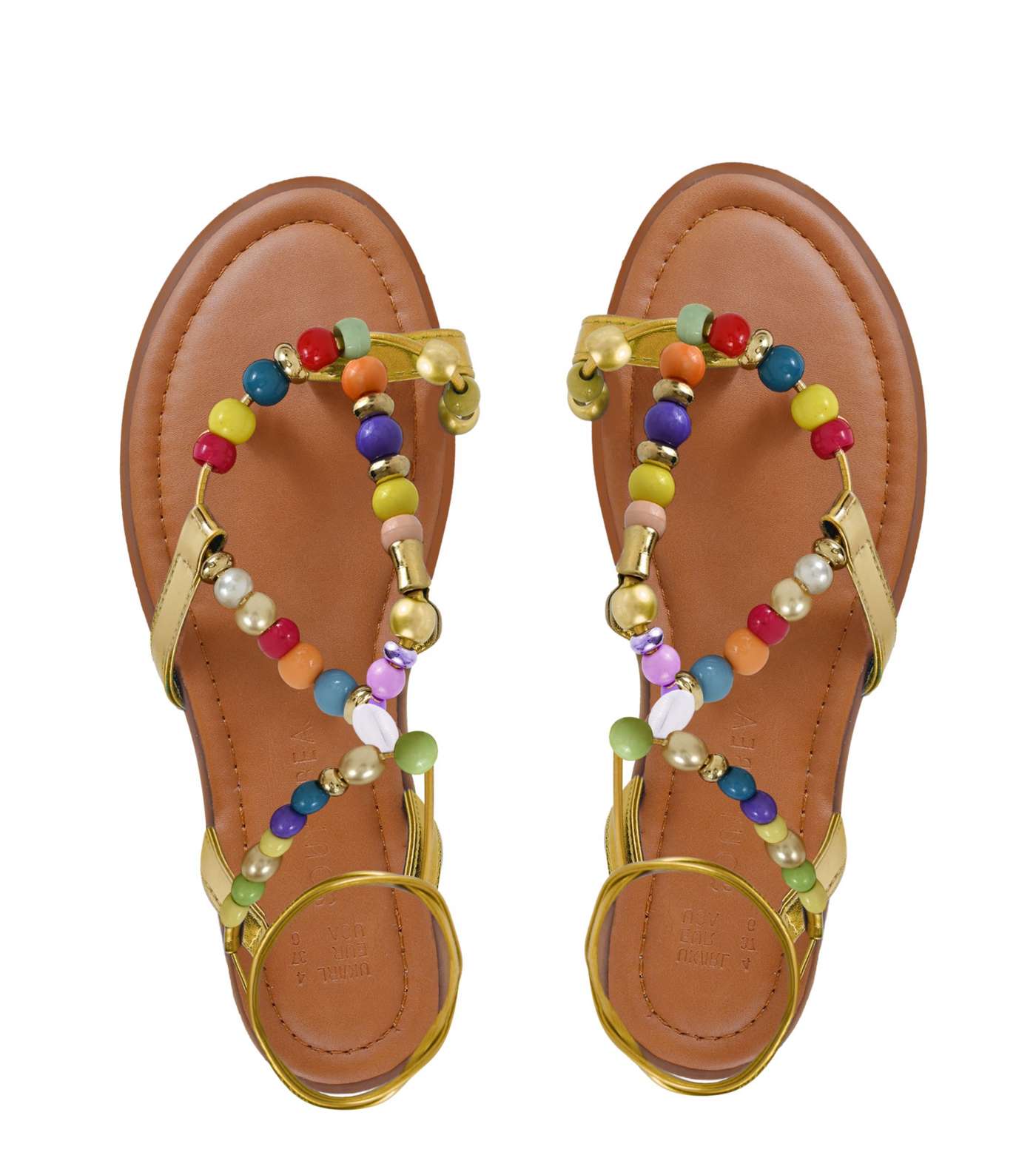 South Beach Multicoloured Beaded Strappy Sandals Image 3
