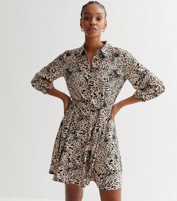 New look leopard outlet print shirt dress