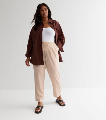 Off White Cotton Elasticated Parachute Trousers | New Look