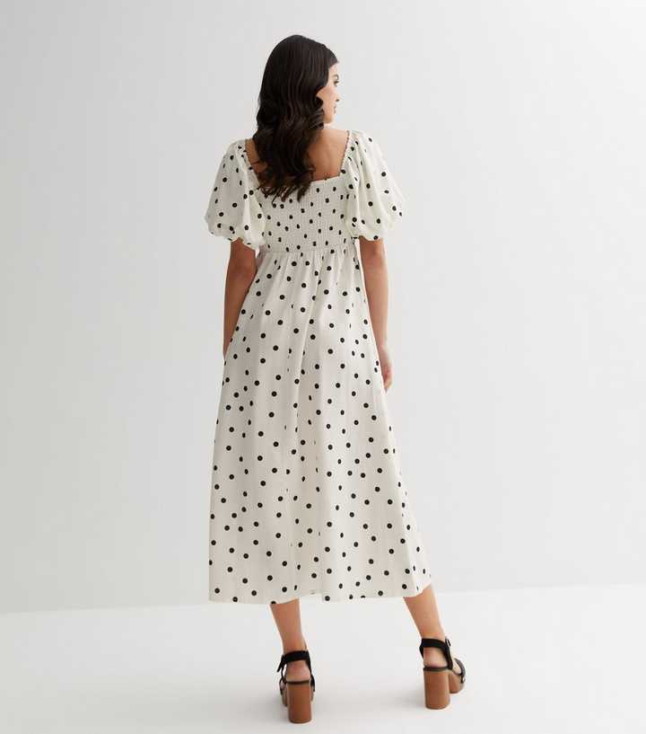 new look spot midi dress