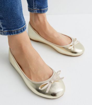 Gold sale ballerina pumps