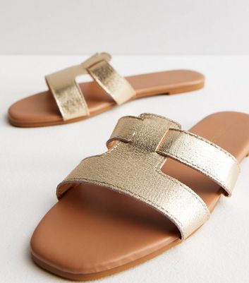 Womens hot sale gold sliders