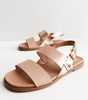 Extra Wide Fit Rose Gold Footbed Slingback Sandals New Look