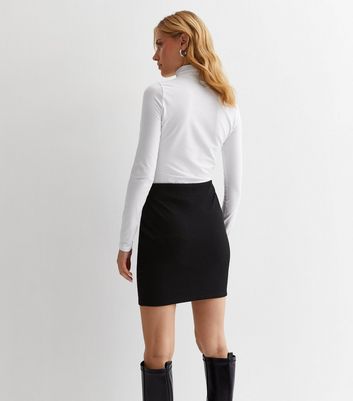 Black Textured High Waist Mini Skirt New Look