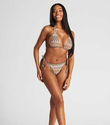 South Beach Multicoloured Paisley Crochet Halter Bikini Set
