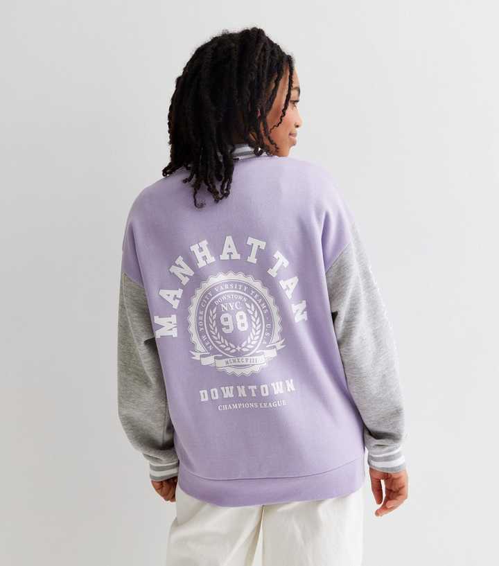 Girls Lilac Manhattan Logo Bomber Jacket