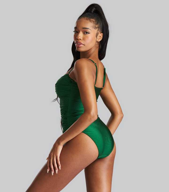Emerald Bandeau Tummy Control Swimsuit with Removable Straps by