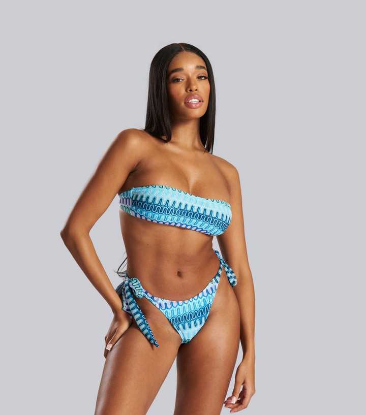 South Beach Blue Stripe Crochet Bikini Set