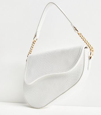 Baguette Chain Midi - Pale pink leather bag