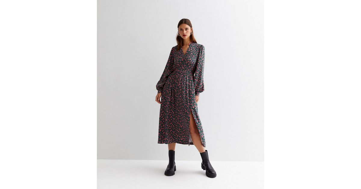 Louche Green Mushroom Frill Midi Dress New Look