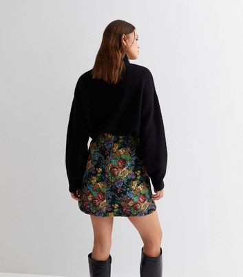 Rose floral jacquard outlet mini skirt