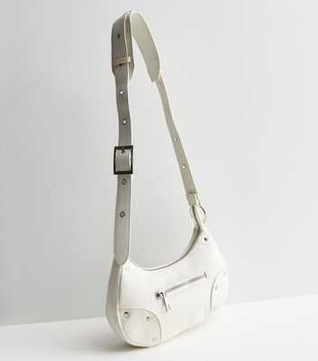 Public Desire White Leather-Look Cross Body Bag