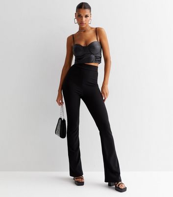 Cameo Rose Black Leather-Look Strappy Corset Top