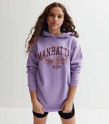 Girls Lilac Manhattan Longline Hoodie New Look