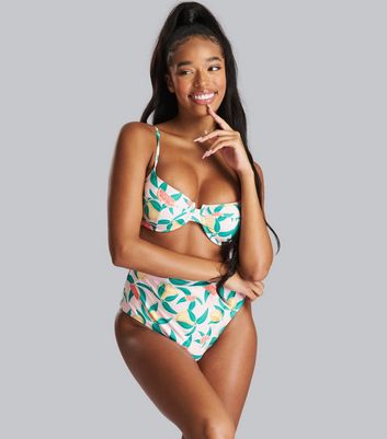 South Beach Pale Pink Fruit Underwired Bikini Set New Look