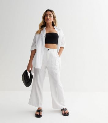 River Island Petite wide leg trousers in white  ASOS
