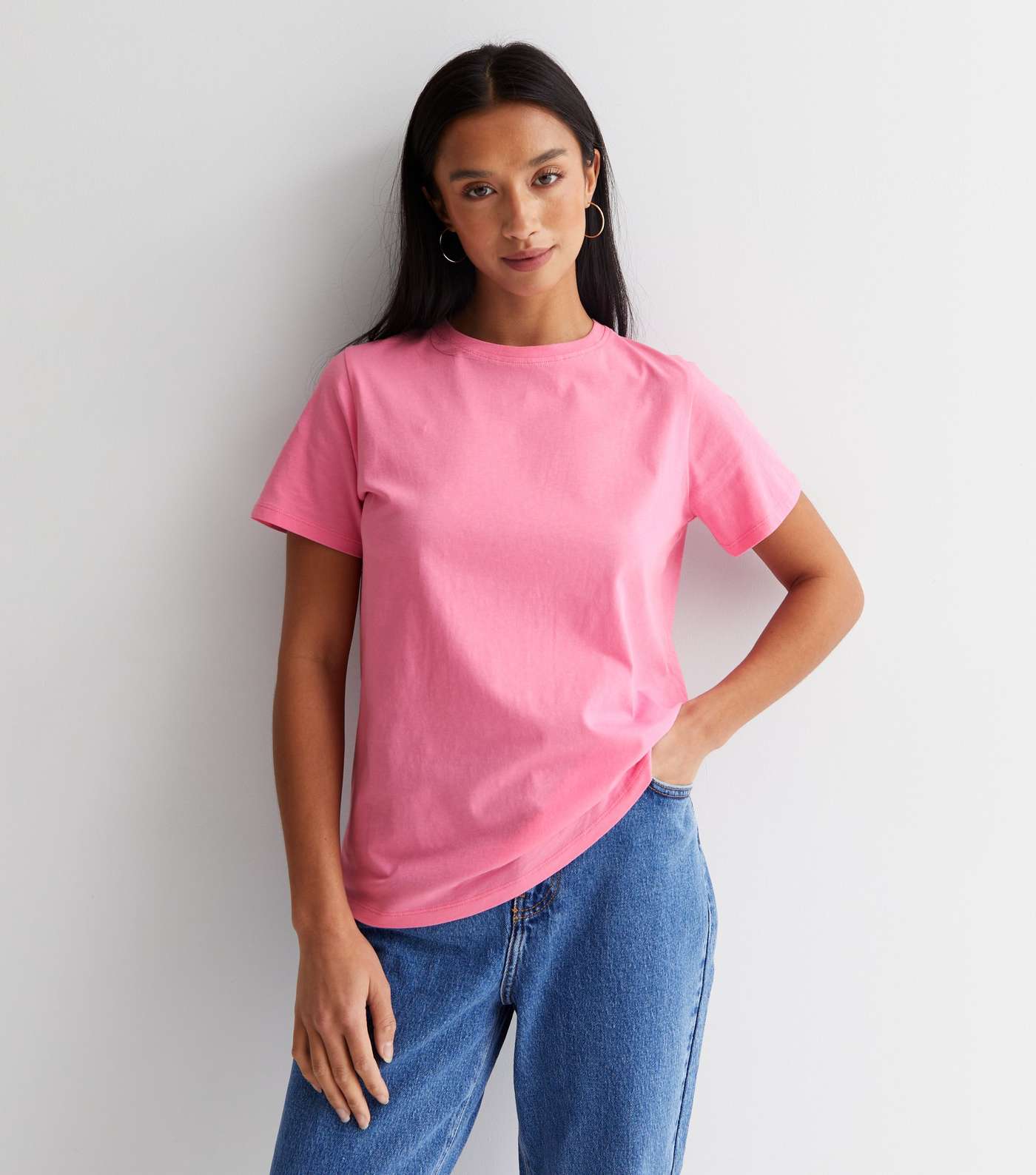 Petite Pink Cotton Crew Neck Short Sleeve T-Shirt Image 2