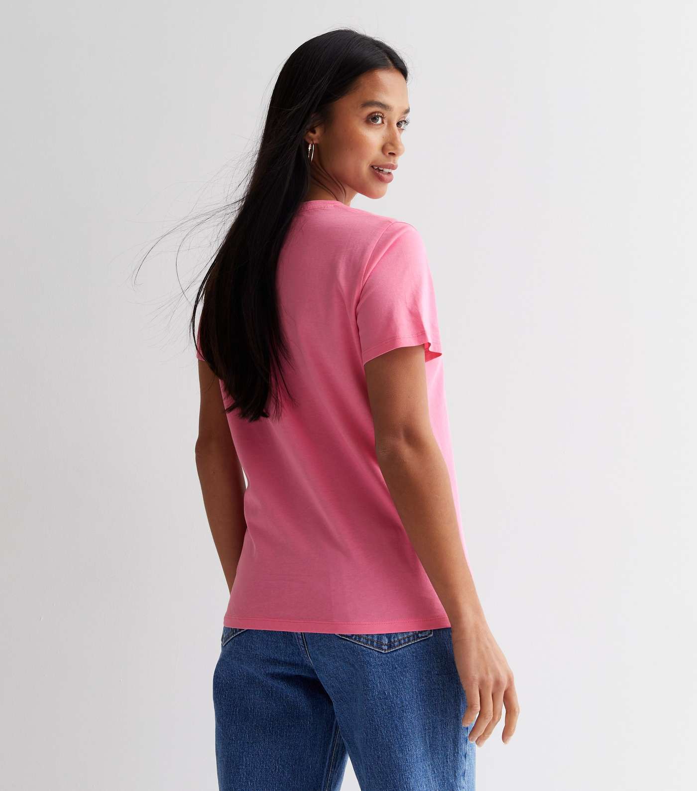 Petite Pink Cotton Crew Neck Short Sleeve T-Shirt Image 4