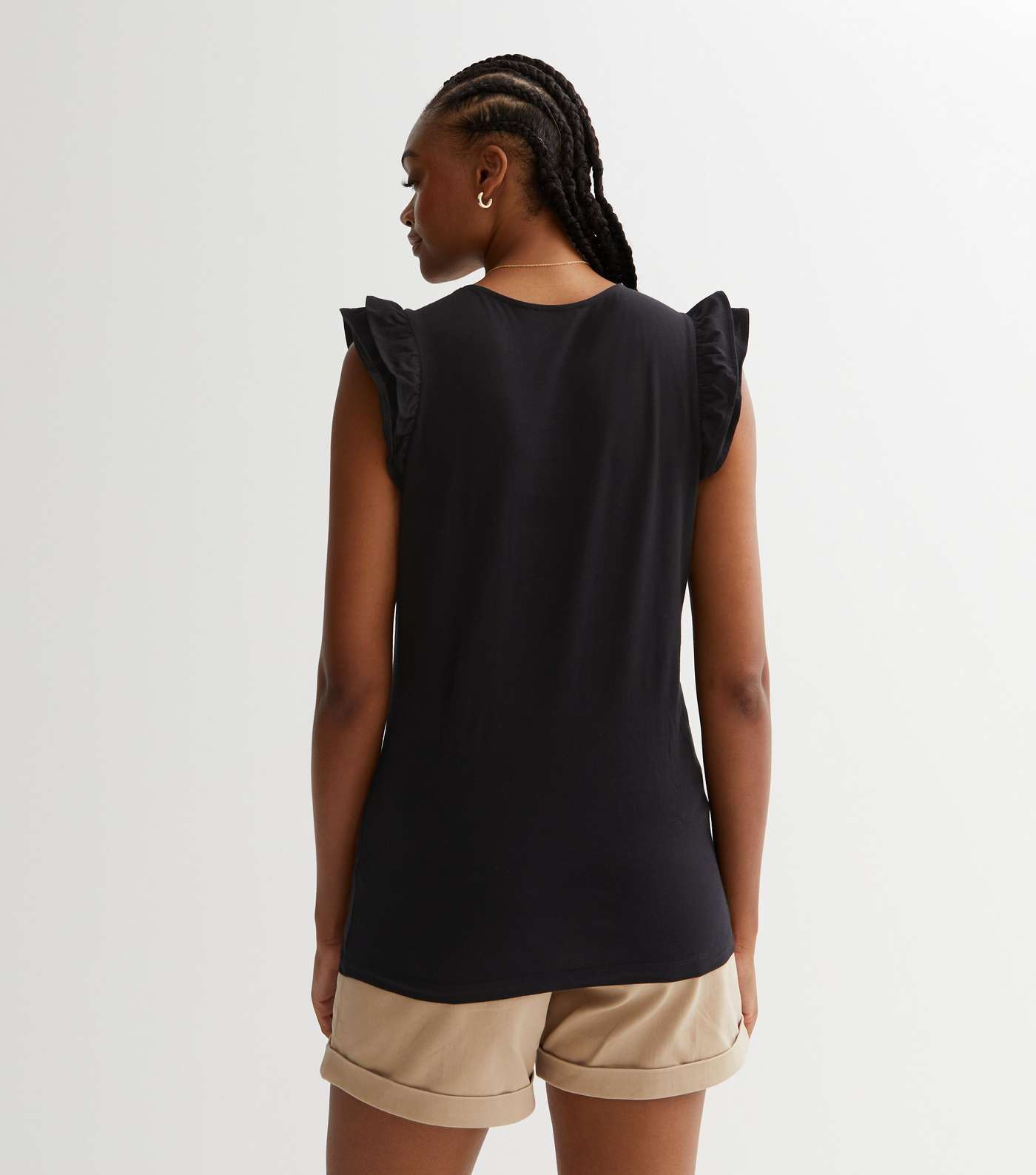 Tall Black Frill Sleeve Top Image 4