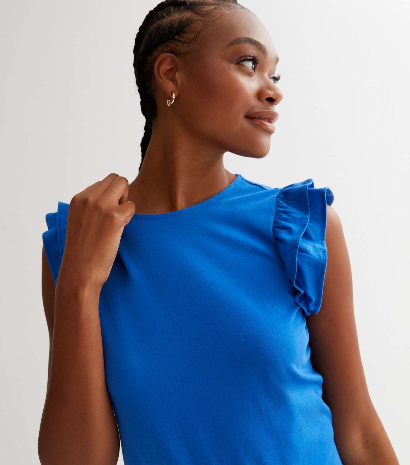 Tall Blue Frill Sleeve Top Image 3